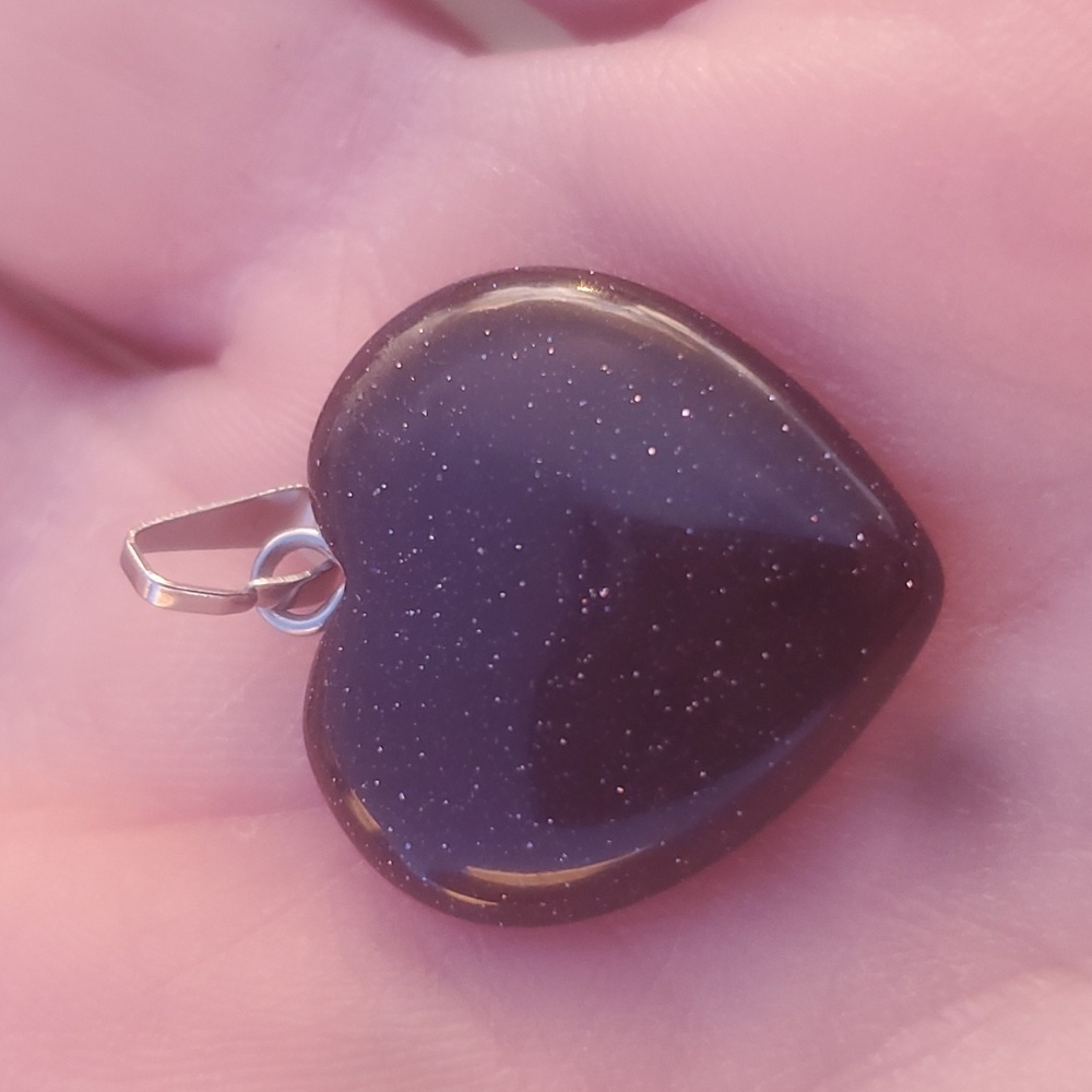 New Blue Sunstone Sandstone Heart Shaped Pendant.